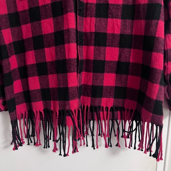 POLO Ralph Lauren Women’s Country Black & Red Check Flannel Fringe - Size L - Picture 5 of 11